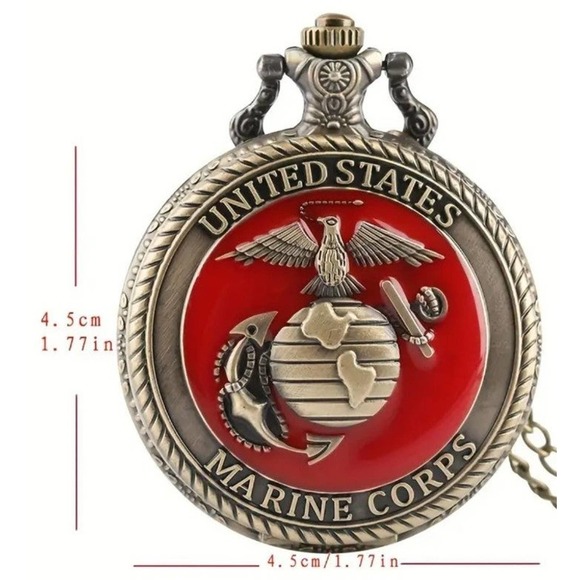 United States Marine Corps Pocket Watch Solid Bronze 100% Functional Mar… - Picture 5 of 5